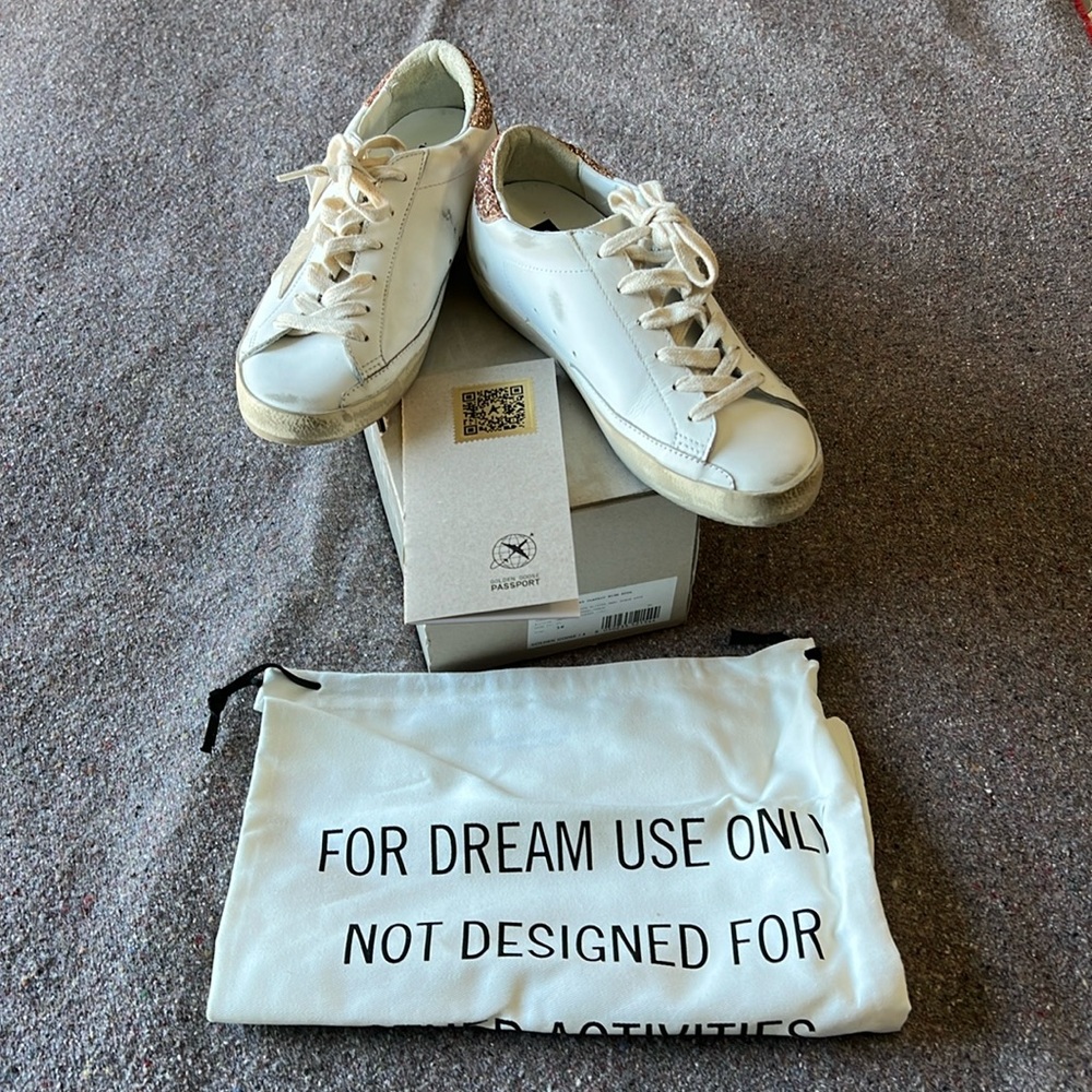 Golden Goose Super-Star White Leather w/ Rose Gold Glitter (EU 36)